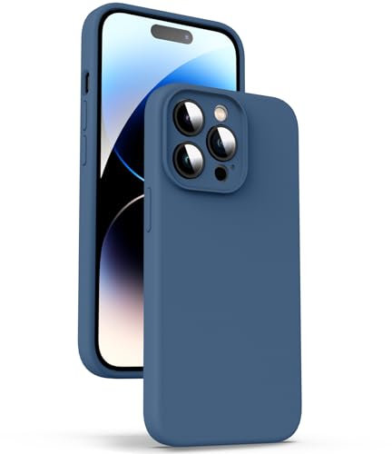 Supdeal Cover in Silicone Liquido per iPhone 14 Pro Max, [Protezione Fotocamera] [Anti-Impronta Digitale] [3 Strati di Protezione], Custodia Ultra Sottile in Microfibra, 6,7 Pollice, Blu