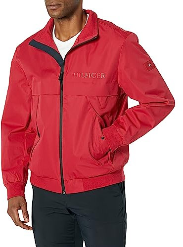 Tommy Hilfiger Herren Clean Logo Bomber, Rot/Ausflug, einfarbig (Getaway Solids), XXL