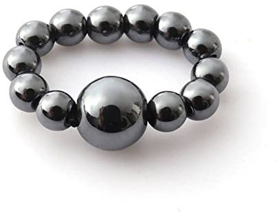 ARTQ Steinring Hämatit Stein Naturstein Ring Perlen Verstellbare Öffnung Perlenring Boho Simple Classic Statement Männer Valentinstagsgeschenk Für Frau Freundin Mutter