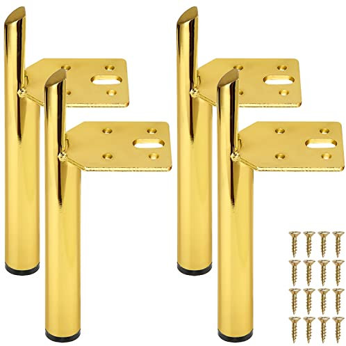 KHayRovies Möbelfüße Metall 18CM Tischbeine Schrankfüsse Möbelbeine Goldfarben Tischfüße DIY Goldene Füsse für Möbel Schrank Füsse Möbel Füße für Stühle Fernsehschrank Schubladen (E)