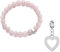 Philip Jones Rose Quartz Gemstone Bracelet with Open Heart Charm Created with Zircondia® Crystals