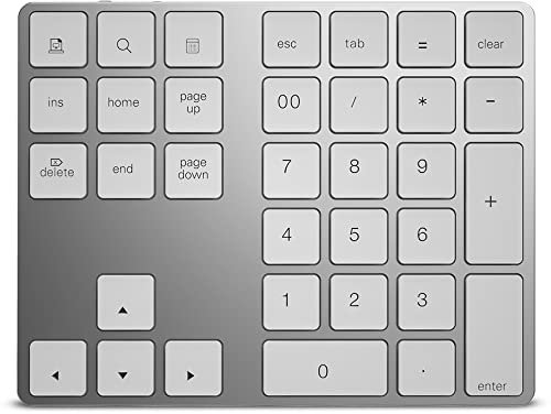 HDWR Numerische Tastatur, Kabellos, Bluetooth, Kabelloser Betrieb mit Einer Reichweite von bis zu 10 Metern, 34 Tasten, Aluminiumgehäuse, iOS, Folientasten, typerCLAW-BN100