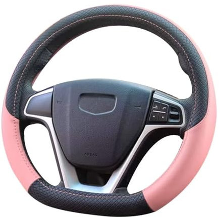 Pahajim Lenkradbezug Leder 37-38cm Lenkradhülle D Form Anti Rutsch Flachem Boden Lenkradschoner Atmungsaktiver Lenkradschutz Geeignet für Auto/Jeep/SUV