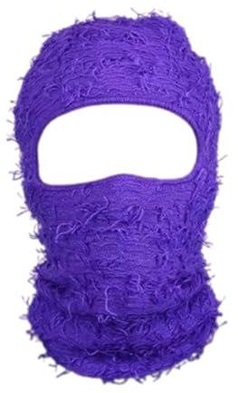 Michear Bonnet d'hiver pour homme - Cagoule tricotée chaude et pelucheuse - Masque de ski intégral - Coupe-vent - Cagoule de ski, violet, 6