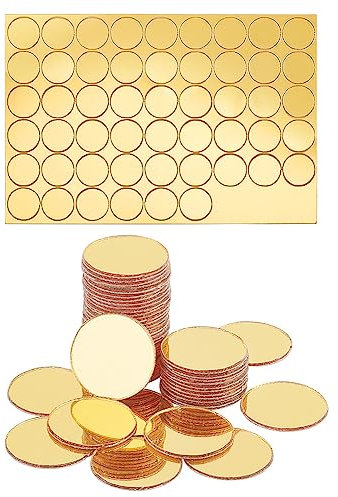 PH PandaHall 100 Stück Goldene Runde Spiegel Zum Basteln 1.7cm Selbstklebende Spiegelfliesen Acryl Bastelspiegelkreise Kleine Spiegelkreise Wandaufkleber Für Kunsthandwerk Kunst DIY Projekte