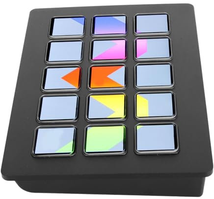 Sxhlseller Benutzerdefinierte LCD-Tastatur mit 15 Tasten, Triggeraktion in App-Software, Studio-Controller-Makrotastatur für Twitch, Anpassbare LCD-Tasten, Hotkey-Bedienung