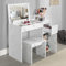 Vanity Desk with Mirror and Drawers, Makeup Dressing Table Vanity Table Writing Desk Cosmetic Bedroom Dresser Makeup Table for Bedroom Furniture, White Marble, 81L x 40 W x 69 H cm