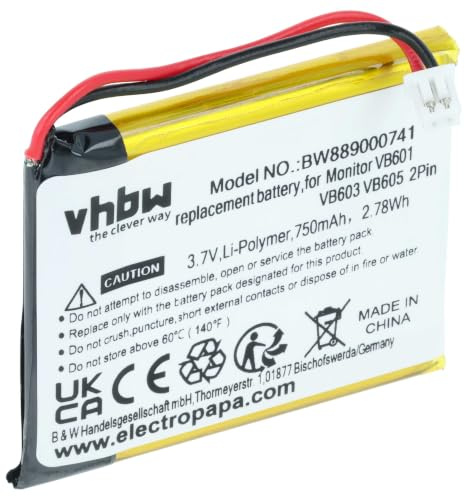 vhbw Akku kompatibel mit Boifun Babyphone Babyphone Babytalker (750 mAh, 3,7 V, Li-Polymer)