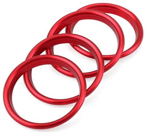 KUNIO 4Pcs Auto Lüftungsringe Konsole Klimaanlage Dekoration Ring passt für Audi A3 S3 Q2L Lüftungsdüsen Zubehör Auto Luftauslass Aluminiumlegierung Lüftungsöffnungen Innenring Rot