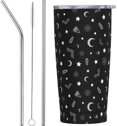 EgoMed Taza de viaje, vaso aislado de acero inoxidable de 20 onzas, taza de café, taza de coche, botella de viaje, patrón oculto gótico