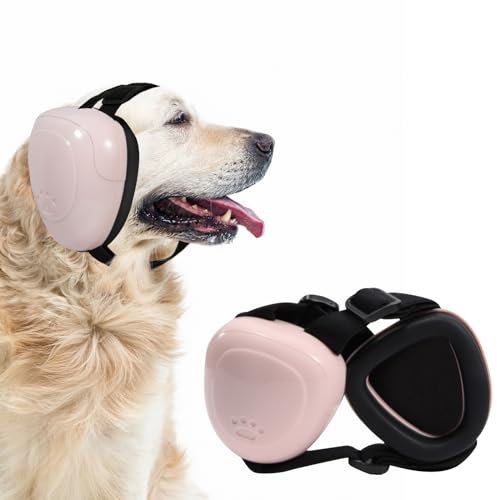 KOPBTBOY Ohrenschützer für Hunde, Gehörschutz für Hunde, Einstellbar Hunde Geräuschreduzierung Ohrenschützer, Schalldämmung und Geräuschreduzierung Gehörschutz für Hunde(Rosa, L)