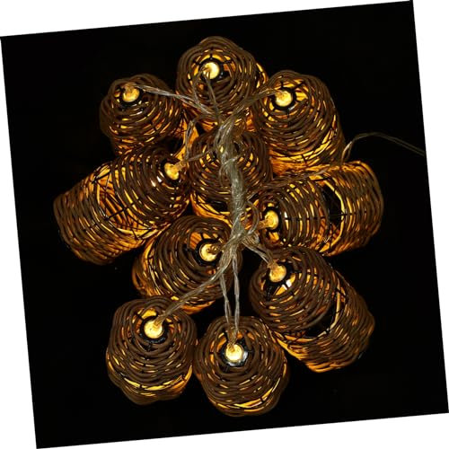 Alipis Schnur Imitation Rattan Gewebte Lichterketten Outdoor-dekor Girlandenlichter Im Freien Boho-hochzeitsdeko Lichterketten Im Freien Led Boho-kranz Handbuch Plastik Dekorationen