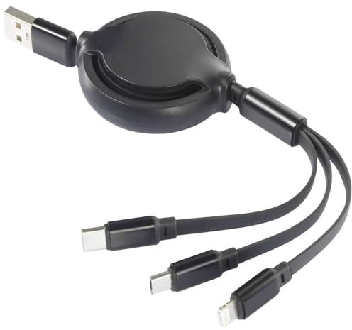 Renkforce USB-Ladekabel USB 2.0 USB-A Stecker 1.00 m Chrom-Schwarz Flexibel RF-5800360