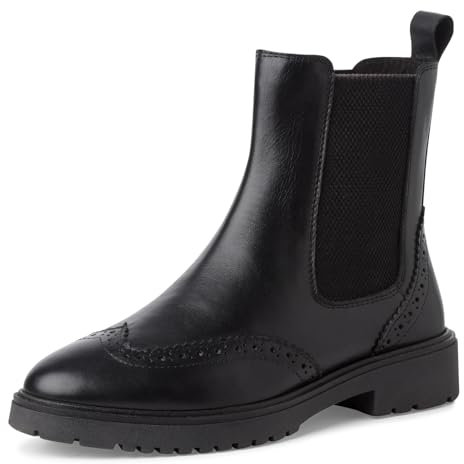 MARCO TOZZI Damen Chelsea Boots aus Leder mit Reißverschluss, Schwarz (Black), 39 EU