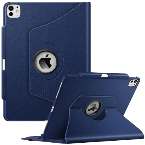 FINTIE Coque Rotative à 360° pour iPad Pro 13 Pouces M5/M4 (2025/2024) | Étui Pivotant avec Porte-stylet Intégré, Housse Veille/Réveil Automatique, Bleu Marine