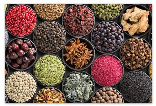 H9569M_NS1AU Stickers muraux Motif bols d'épices et herbes 185 x 125 cm