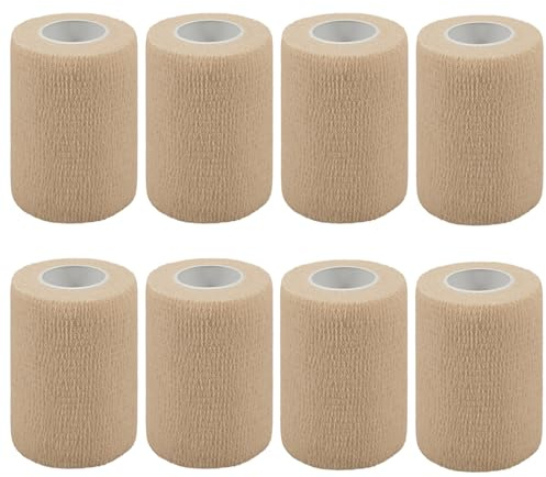 Selbstklebender Verband 8 Rollen 7,5cm 4,5m Pflaster Rolle Verbandsmaterial | Elastische Selbsthaftende Bandage für Sport und Erste Hilfe Vet Wrap Hund Pferd Fixierbinde Verband Selbstklebend