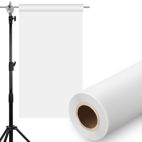 Nezyo 1 Roll Light Diffuser Sheet 15.75 x 590.6 Inch/ 0.4 x 15 m Diffusion Film Sheet Lighting Gel Diffuser Roll White Diffusion Paper for LED Flash Strobe Light Photography Video