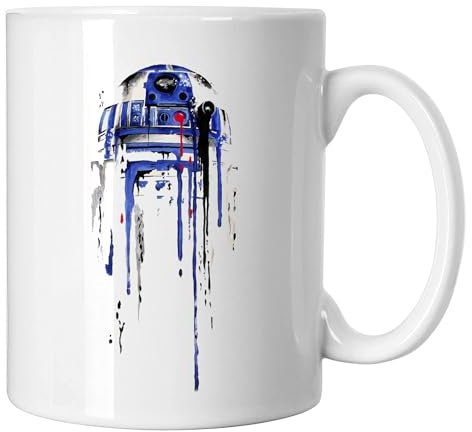 GP-Tees Dripping R2D2 Sci Fi Movie Inspired Novelty Ceramic Mugs for Men, Women, Home & Work