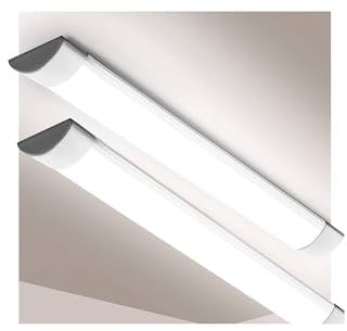 Brightex, Pack of 2 4FT 50W 4000K Led Batten Light 5000 Lumen Tube Daylight Twins Non Flickering 120mm Wall Mount Ceiling Strip Lights lamp for Garage Home Workshop Office School Restaurant
