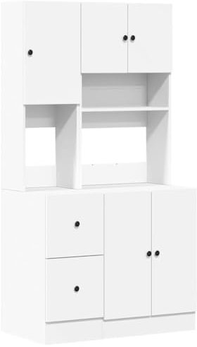 vidaXL Mueble de Cocina Madera de ingeniería Blanco 95x50x180 cm, Armario de Cocina, Armario con cajón, Armario de almacenaje de Cocina