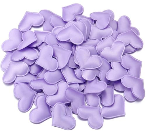 Hrlace Herz Konfetti 100 Stück Herz-Schwamm Herzförmiges 3D-Konfetti Herzen Deko Confetti Stoff Liebe Herz Tischdeko für Valentinstag, Jubiläum Dating, Hochzeitsbett, Geburtstag Deko Lila 3.2cm