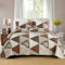 WONGS BEDDING Tagesdecke 220x240 Braun Patchwork Bettüberwurf Gesteppt Bedspreads Blumen Muster Steppdecke Mikrofaser kariertem Tagesdecke mit 2 Kissenbezug 48x75