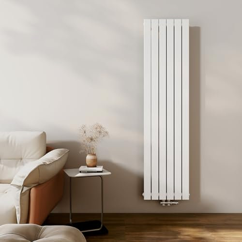 EMKE Radiateur Vertical 1800x460 mm, Panneau Plat Mural à Connexion Centrale, Une Seule Couche, Blanc, 948 Watts