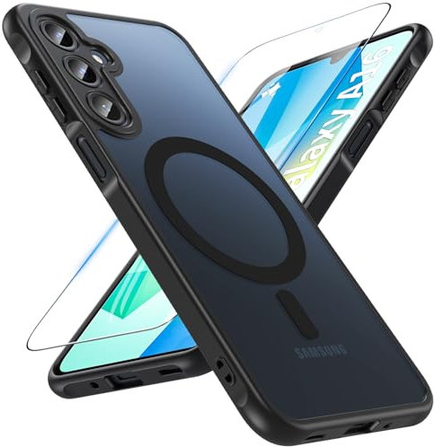 OWKEY für Samsung Galaxy A16 5G Hülle, Magnetisch Samsung A16 4G/5G Handyhülle für MagSafe mit Schutz Glas Dünn Militärschutz Schutzhülle Case für Samsung Galaxy A16 (Schwarz)