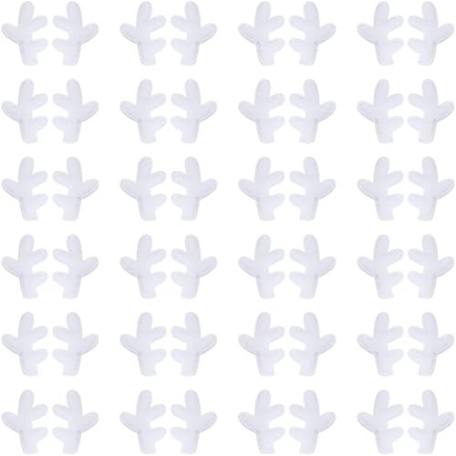 GORGECFAFT 50 Paar Weiße Weihnachtshirsch Minigeweih Verzierungen Beflocktes Hirschgeweih Haarspangen Zubehör Rentier Elch Zweig Tiere Horn Schneemannhand Für Stirnband Schneemann Ornamente