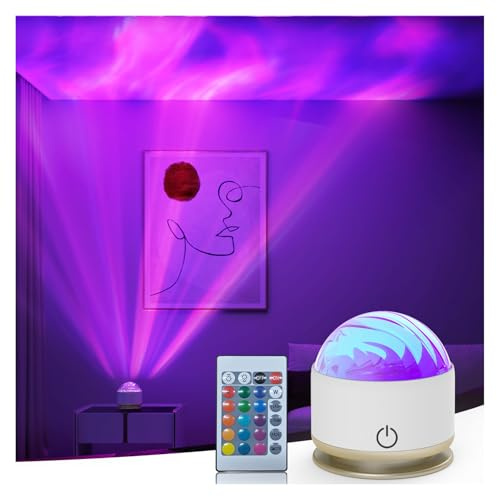 HUMIIEYE Northern Light Projector, Battery Operated Aurora Night Light Projector, 16 Colors Galaxy Lamp Ocean Wave Ceiling Projector Mood Ambient Lighting for Bedroom Party Kids Room Toddler Girl Gift