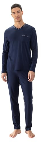 Mey Herren Schlafanzug lang 2-teilig Serie Pure Night | langer Pyjama, Zeitlos elegant, V-Ausschnitt, Unifarben, Mit Brusttasche, Gr. S-3XL