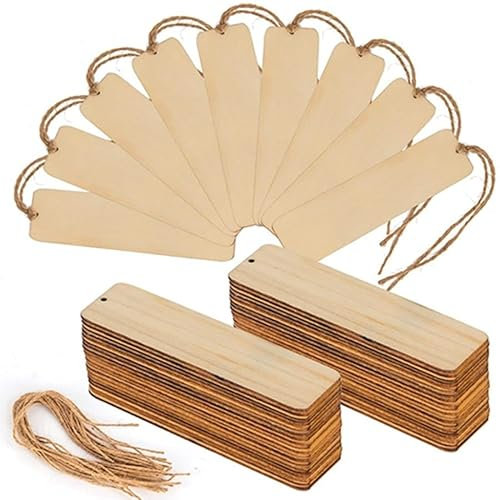 210 Stück Holz Blanko Lesezeichen Set,75 Stücke Lesezeichen aus Holz 60 Stücke Bunten Quasten Rechteck Leeres Lesezeichen mit Löchern für DIY Lesezeichen Handwerk Geschenke Tag, 12x3,2 cm