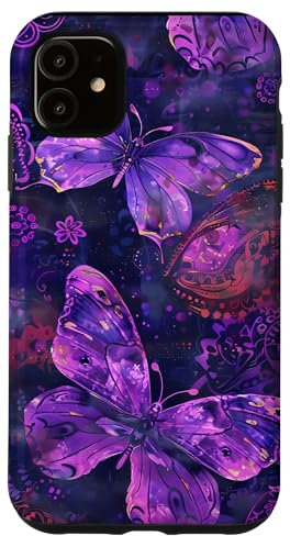 Hülle für iPhone 11 Lila Bohemian Paisley Ästhetische Y2k Feenflügel Schmetterling