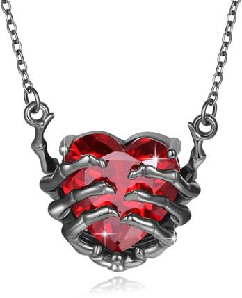 YEESIA Totenkopf-Halskette für Damen, 925er-Sterlingsilber, Skelett-Hand-Anhänger, Halskette, Gothic-Halskette, Totenkopf-Schmuck, Geschenk für Frauen