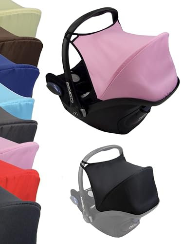 Sonnenverdeck Sonnendach [Sonnenschutz für Babyschale] kompatibel mit Maxi Cosi Cabrio Fix Gruppe 0 + GP (rosa)