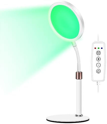 Trayvespace SAD Lamp, 520nm Green SAD Light Therapy Lamp, 12W Light Therapy, 10 Adjustable Brightness & 3 Timer for Skin Repair and Texture Improvement