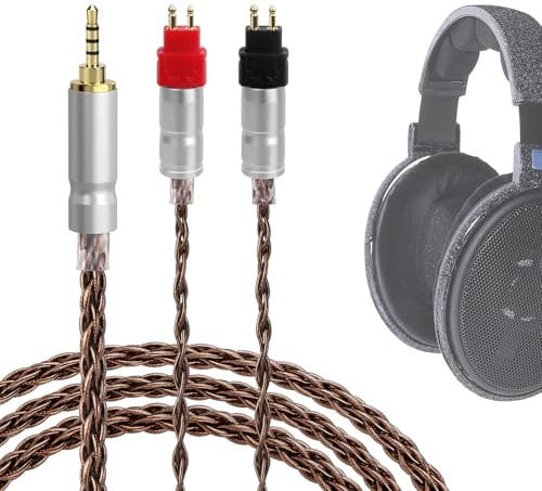 GEEKRIA Apollo Single Crystal Copper Upgrade Audio Cable Compatible with Sennheiser HD 600S2 660S 600 650 6XX, 2.5mm Replacement Headphones Cord for Hi-Resolution, HiFi Headset (5 ft/1.5 m)