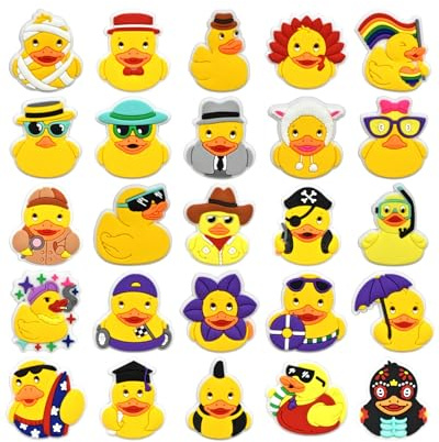 25PCS PVC Little Yellow Duck Shoe Charms with Pins, Animal Themed Shoe Decor Set, Versatile Accessories for Beach Bags & Shoes, Gifts Idea for Birthdays, Christmas, Halloween，Party Favors Shoes