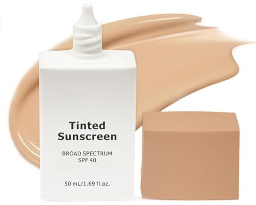 Sonnencreme Gesicht, Tinted Sunscreen, Sonnencreme Broad Spectrum SPF 40, Sonnenschutz für empfindliche Haut, Tone-up Sunscreen - Natürliche Abdeckung & Make-up Primer, UV-Schutz, Non-greasy Sunblock