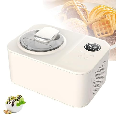 TsoLay Ice Cream Maker with Compressor, 1.2L Soft Serve Ice Cream Machine with LCD Display, Frozen Yoghurt Machine, 3 Modes, Stainless Steel, Easy To Operate for Frozen Yogurt, Gelato, Sorbet