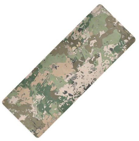 Dünne Yogamatte, Camouflage-Muster, bedruckt, 1 mm, rutschfest, mit Tragetasche, 180,3 x 66 cm, Armeegrün