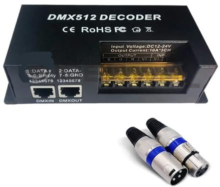 4-Kanal und 3-Kanal RGBW DMX-Decoder mit RJ45- und XLR-Steckern und DMX512-Dimmtreiber 20A(3CH decoder)