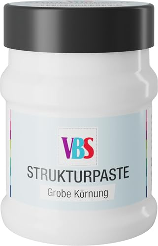 VBS Strukturpaste Grobe Körnung für Holz MDF Papier Pappe Leinwand Keramik Styropor deckend mit Pinsel oder Spachtel auftragbar lichtecht wasserbasiert wasserverdünnbar geruchsneutral 230 ml