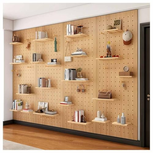 LXHELIVERY Wand-Organizer-Stecktafel, 16 Mm Dicke Holz-Stecktafel, Modulares Hänge-Stecktafel-Panel Zur Wandmontage Werkzeug-Stecktafel-Aufbewahrungssystem Für Werkbänke(Natural,80X160 cm)