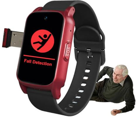 VCYEX Reloj Localizador Personas Mayores, para Personas Mayores, Botón SOS, Videollamada, Localizador GPS Ancianos para Alzheimer, Ayuda para DemenciaRed,1.25 * 0.57 * 2.22inch