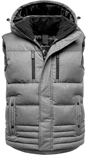Amaci&Sons Herren Dicke Outdoor Winter Weste Jacke mit Kapuze Steppweste 9139
