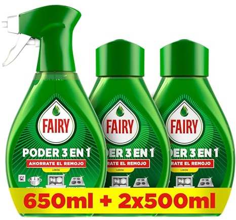Fairy Spray Poder Sin Remojo PreTratamiento Limón 650ml + 2 Recargas 500ml
