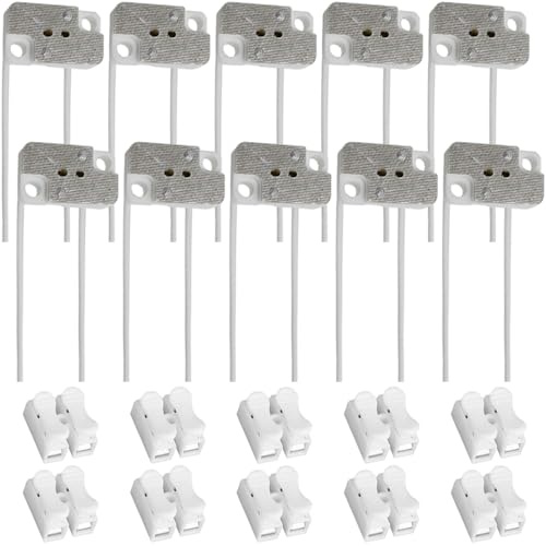 HAAMNING7 Support de lampe G4 GX5.3, douille rectangulaire en porcelaine pour ampoules LED MR16 MR11 LED CFL Halogène avec fil de 15cm/6 », avec connecteurs de fil (10 Pcs)