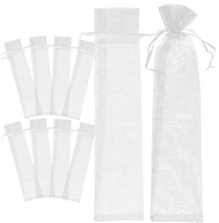 Weiße Organzabeutel mit Kordelzug, Organza, Faltbar | Stifte und Armbänder, Praktische Aufbewahrung, 10 Stück-pack, Klassisch